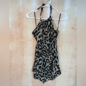Leopard Print Halter Romper